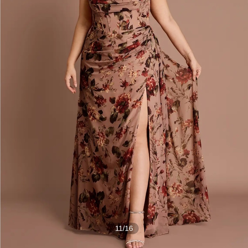 Azazie Atelier Aurea Mauve multi maxi dress bridesmaid or wedding guest dress